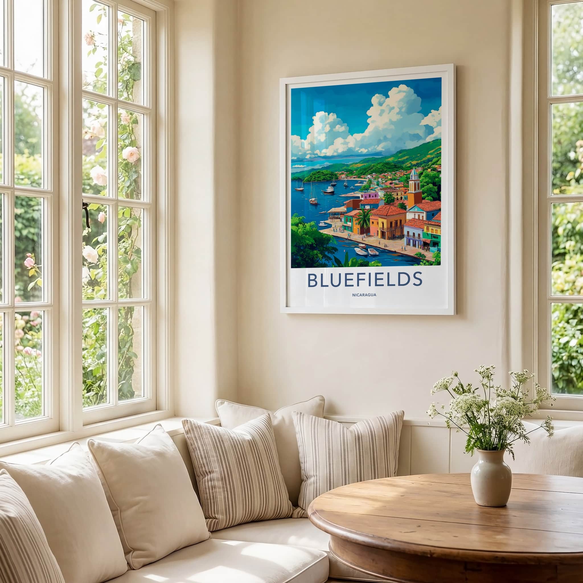 Bluefields Poster - Nicaragua Travel Art - Vibrant Coastal Town Home Decor