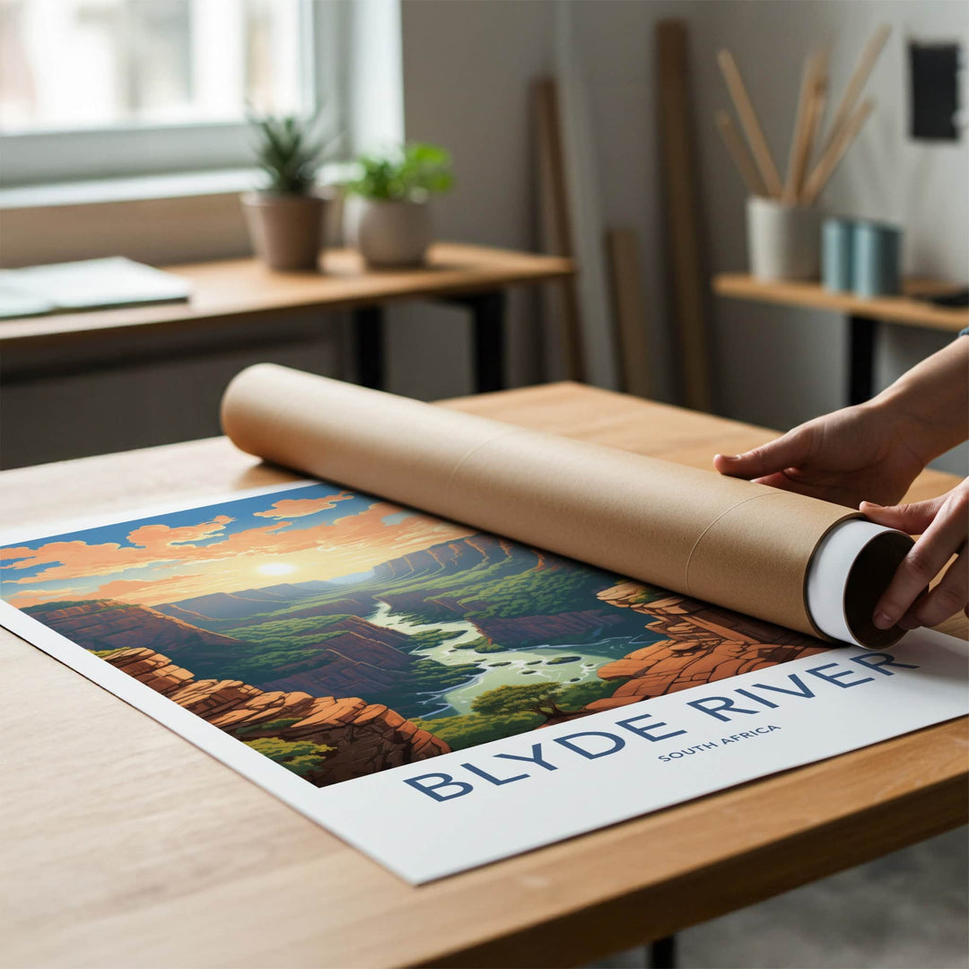 Blyde River Poster - South Africa Travel Art - Canyon River Sunset Wall Decor