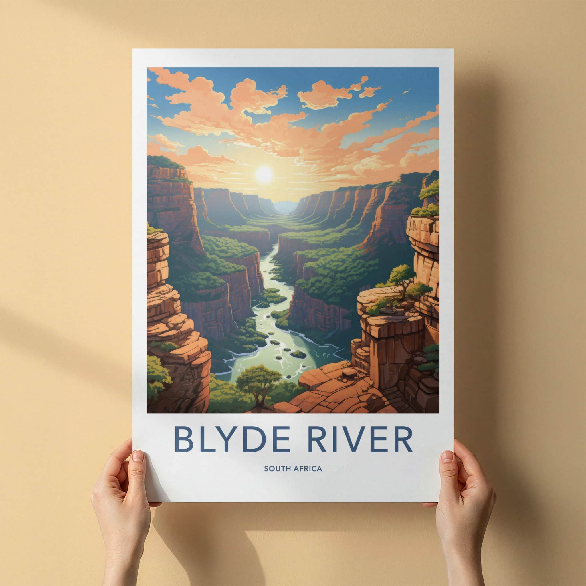 Blyde River Poster - South Africa Travel Art - Canyon River Sunset Wall Decor