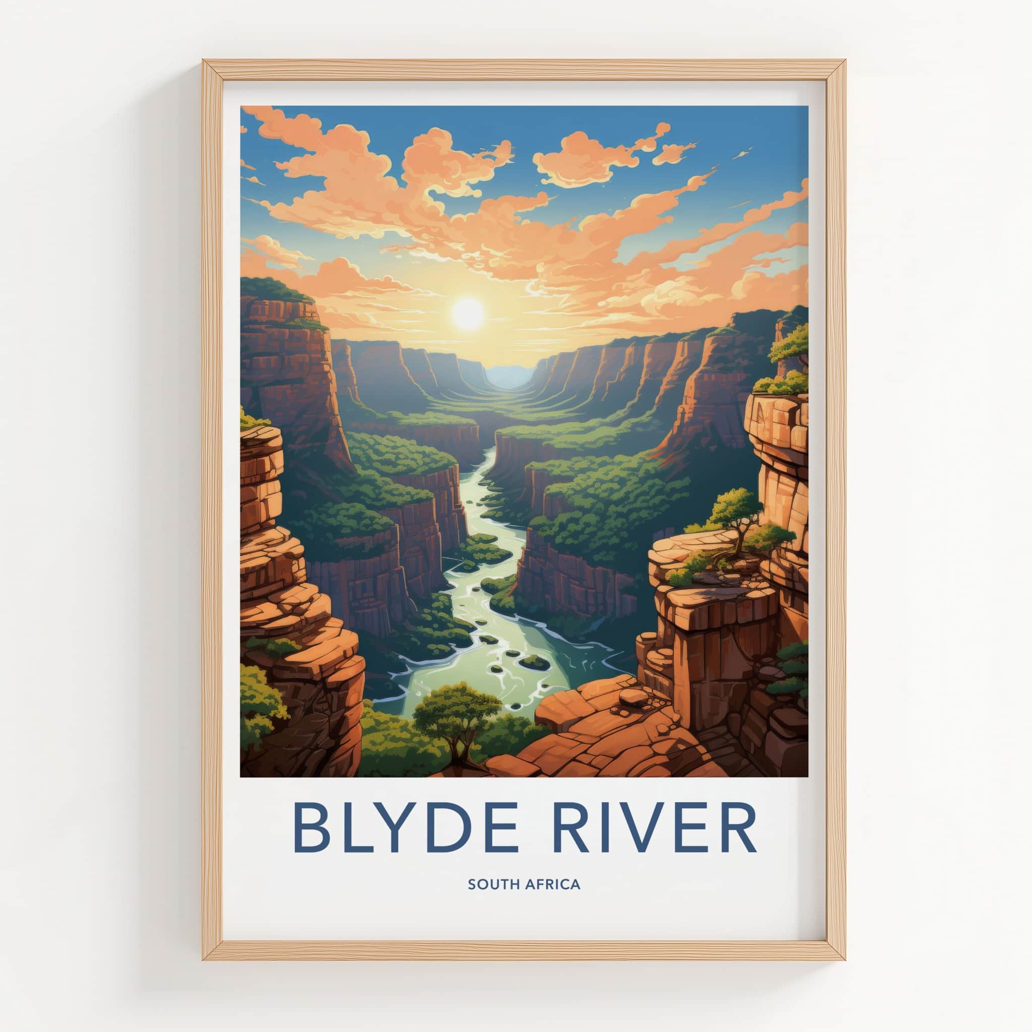 Blyde River Poster - South Africa Travel Art - Canyon River Sunset Wall Decor
