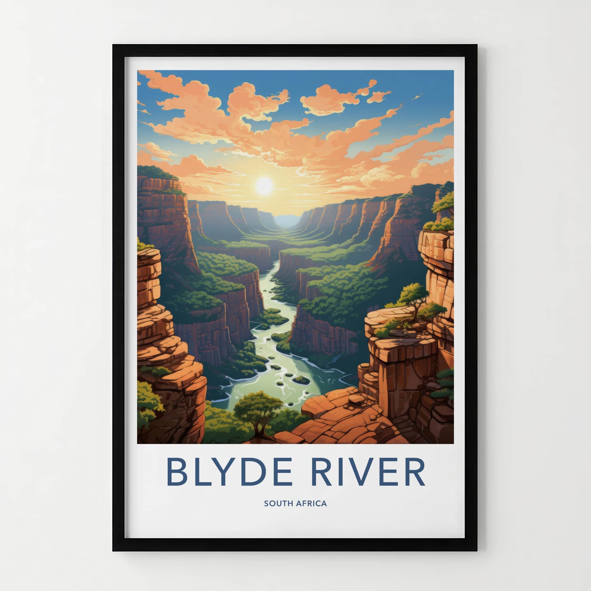 Blyde River Poster - South Africa Travel Art - Canyon River Sunset Wall Decor