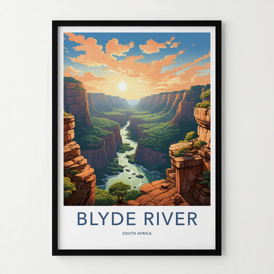 Blyde River Poster - South Africa Travel Art - Canyon River Sunset Wall Decor