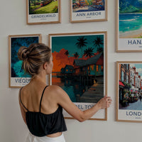 Bocas del Toro Poster - Panama Travel Art - Stilt Houses Sunset Wall Decor