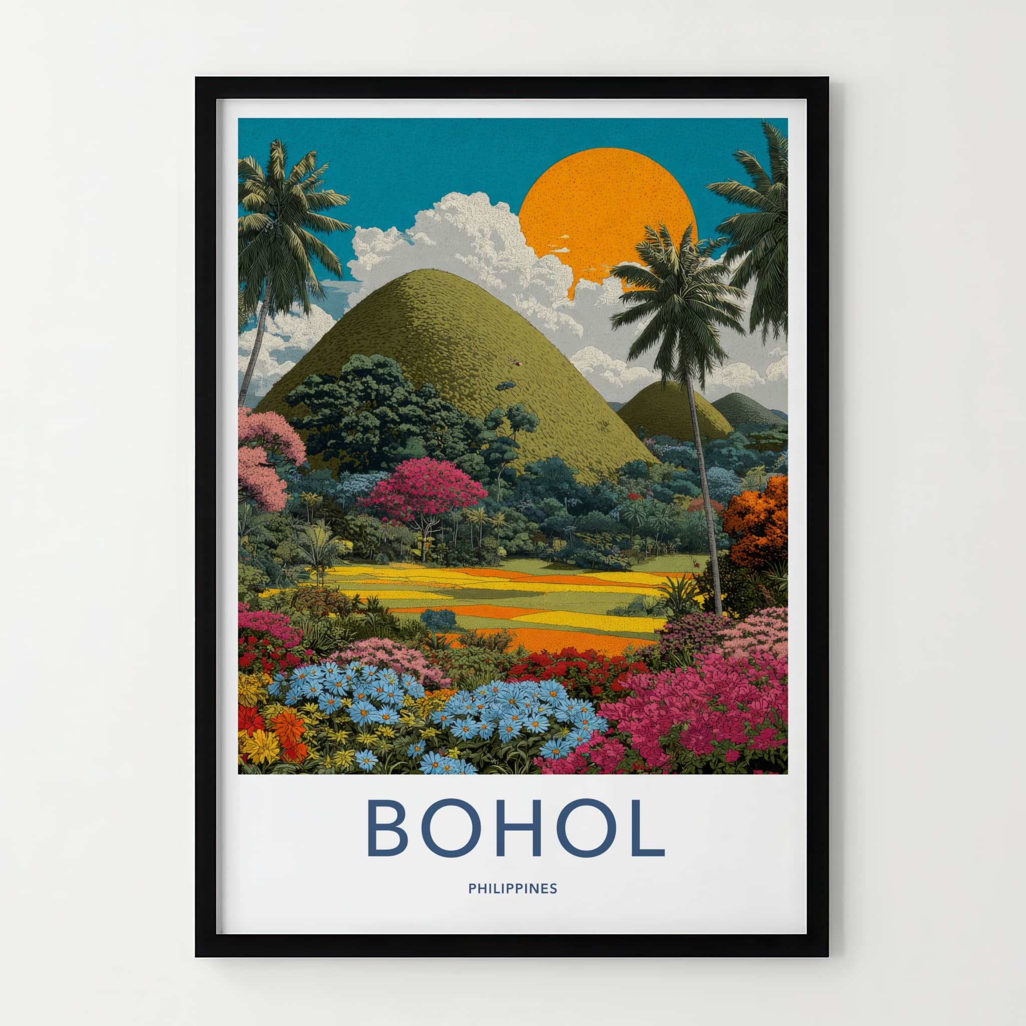 Bohol Poster - Philippines Art Print - Chocolate Hills Landscape Lounge Decor