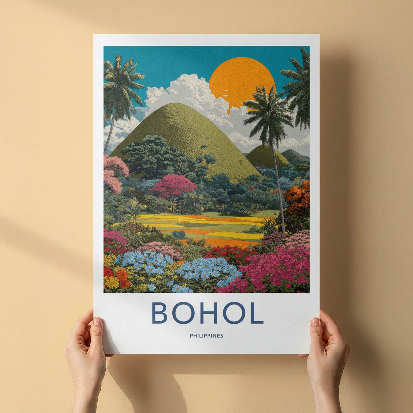 Bohol Poster - Philippines Art Print - Chocolate Hills Landscape Lounge Decor