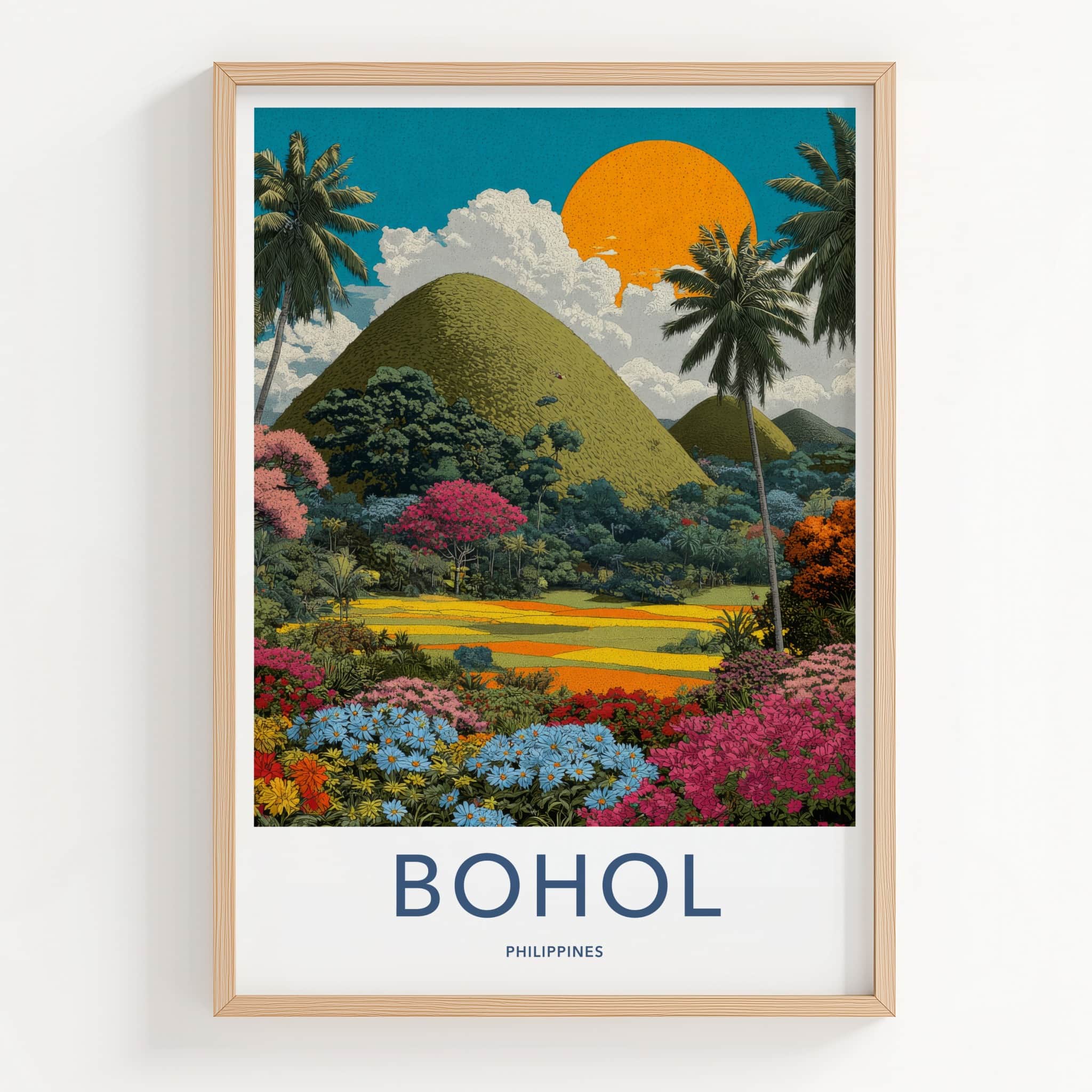 Bohol Poster - Philippines Art Print - Chocolate Hills Landscape Lounge Decor