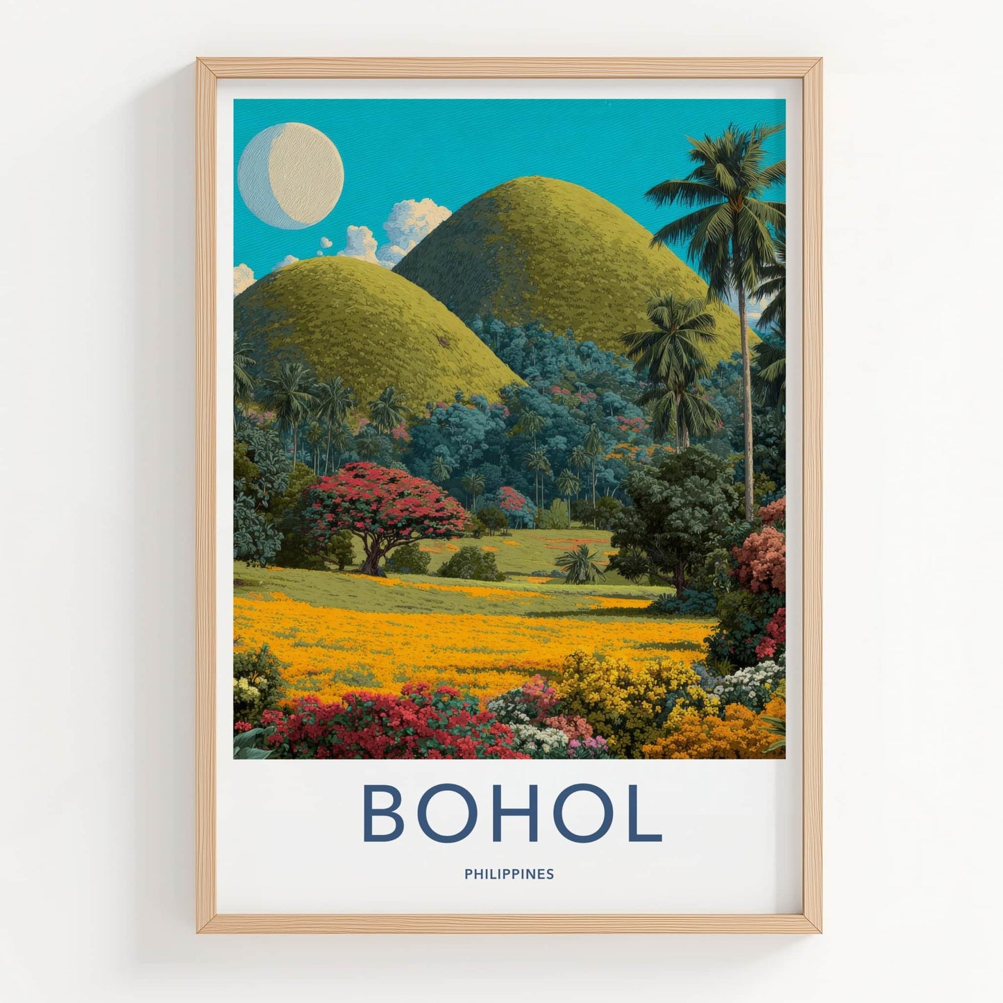 Bohol Poster - Philippines Art Print - Rolling Hills Landscape Home Decor