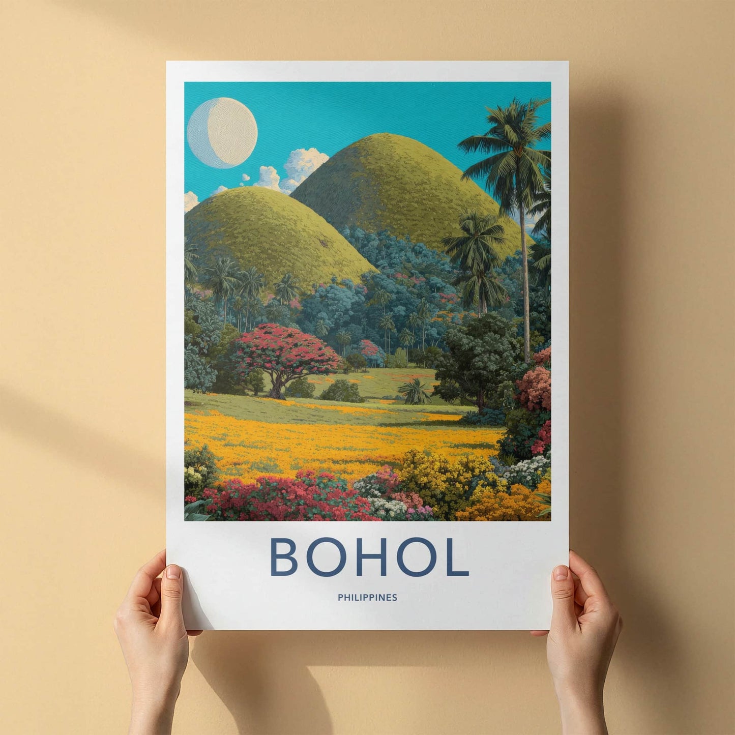 Bohol Poster - Philippines Art Print - Rolling Hills Landscape Home Decor