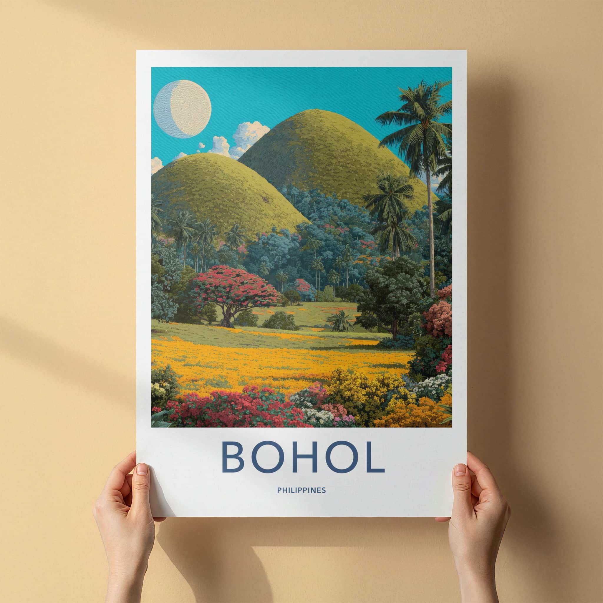 Bohol Poster - Philippines Art Print - Rolling Hills Landscape Home Decor