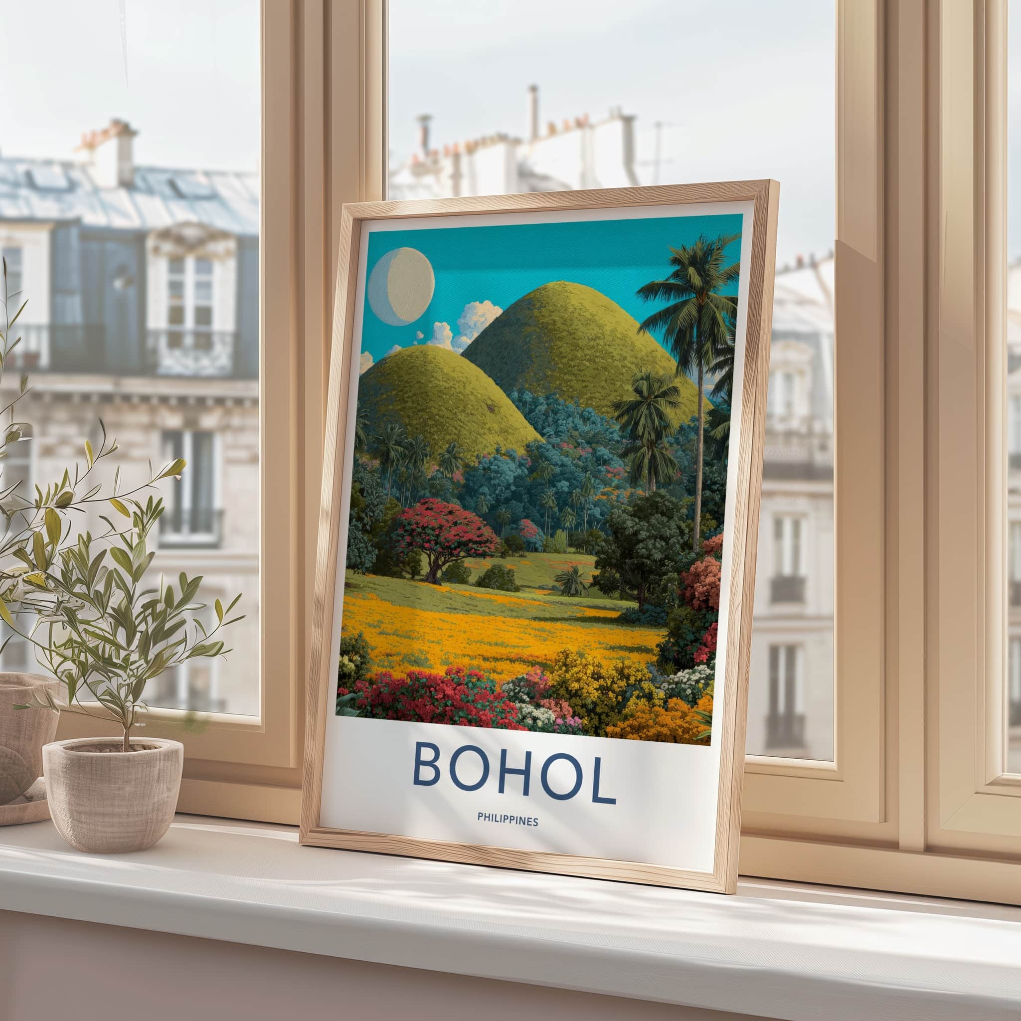 Bohol Poster - Philippines Art Print - Rolling Hills Landscape Home Decor