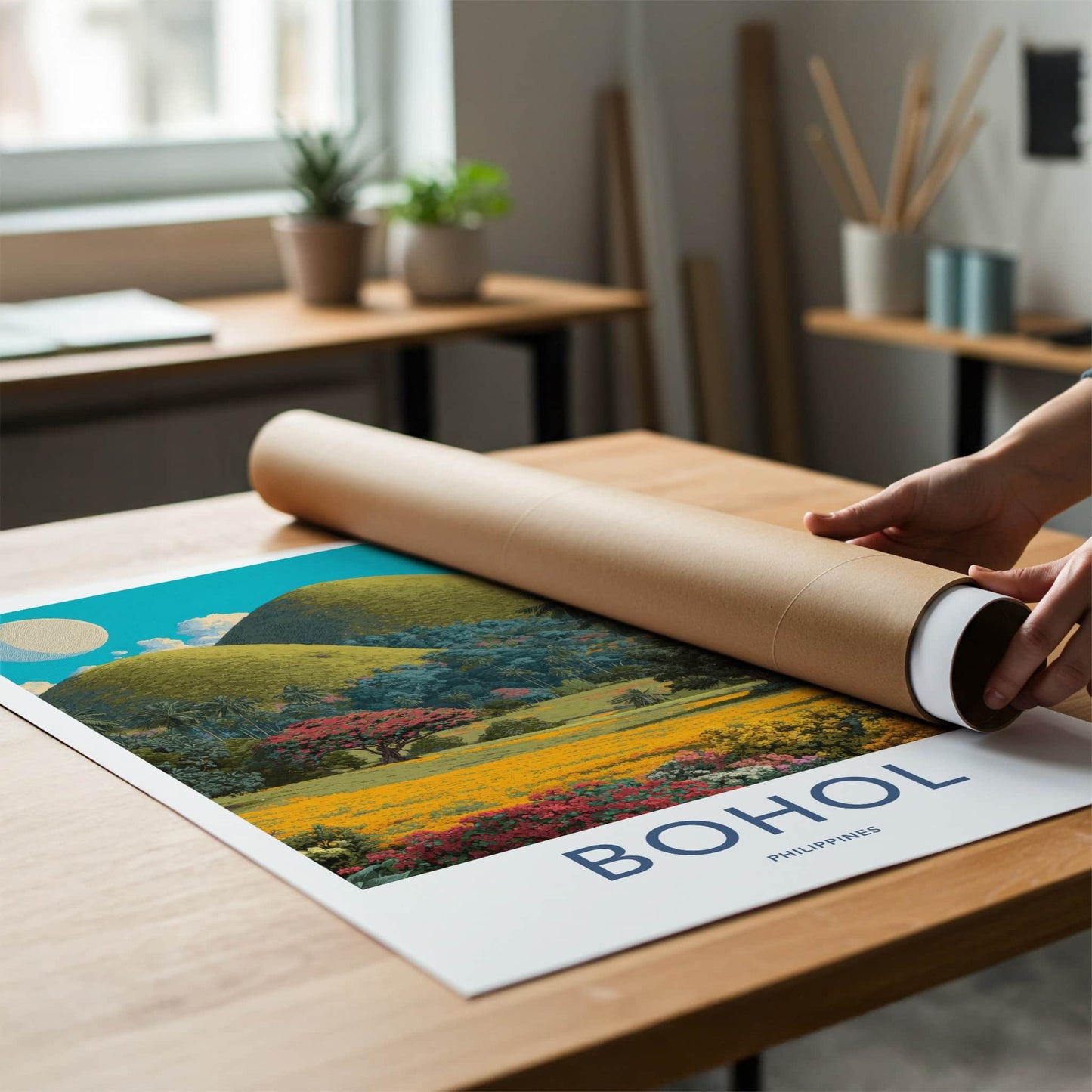 Bohol Poster - Philippines Art Print - Rolling Hills Landscape Home Decor