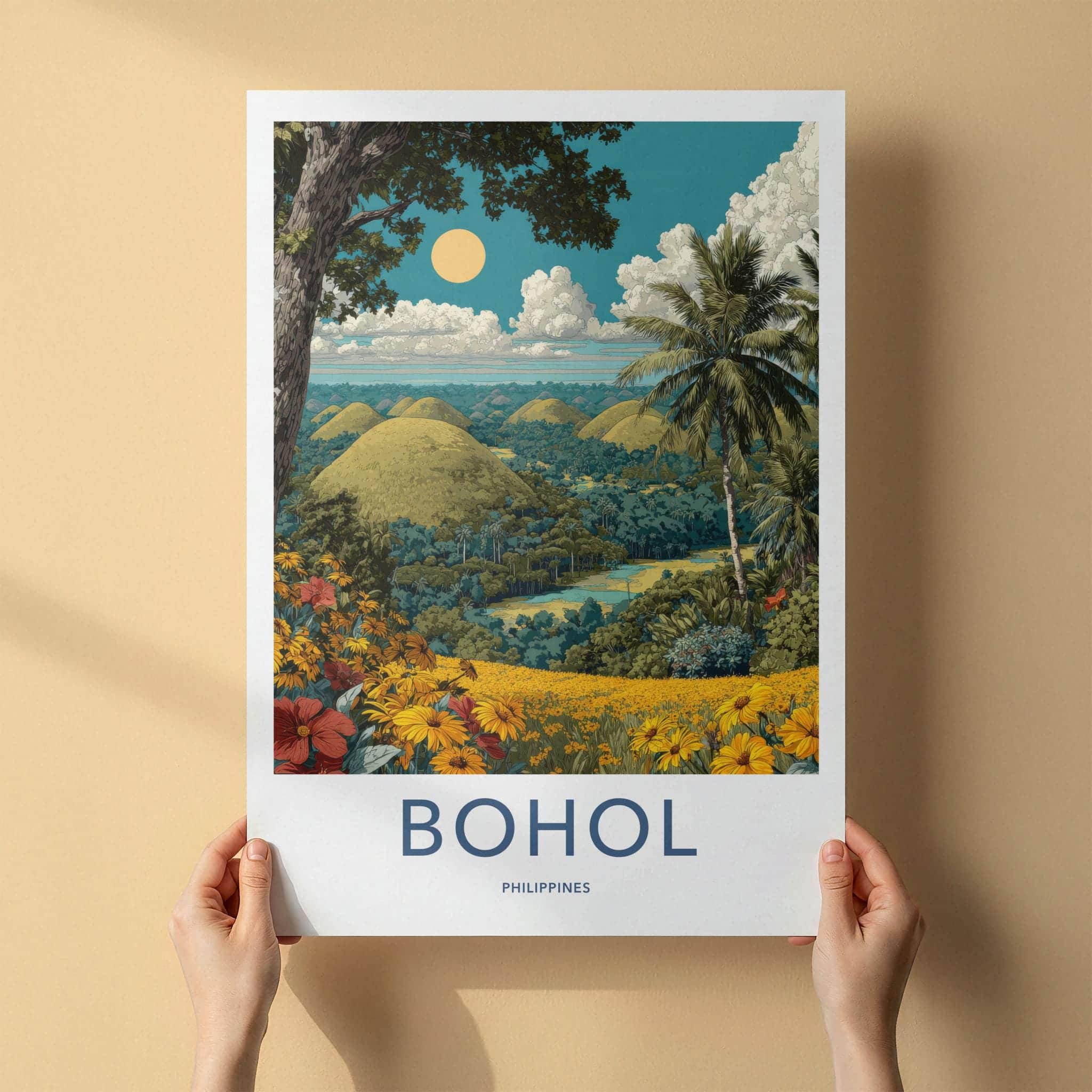 Bohol Poster - Philippines Travel Art - Chocolate Hills Landscape Wall Decor