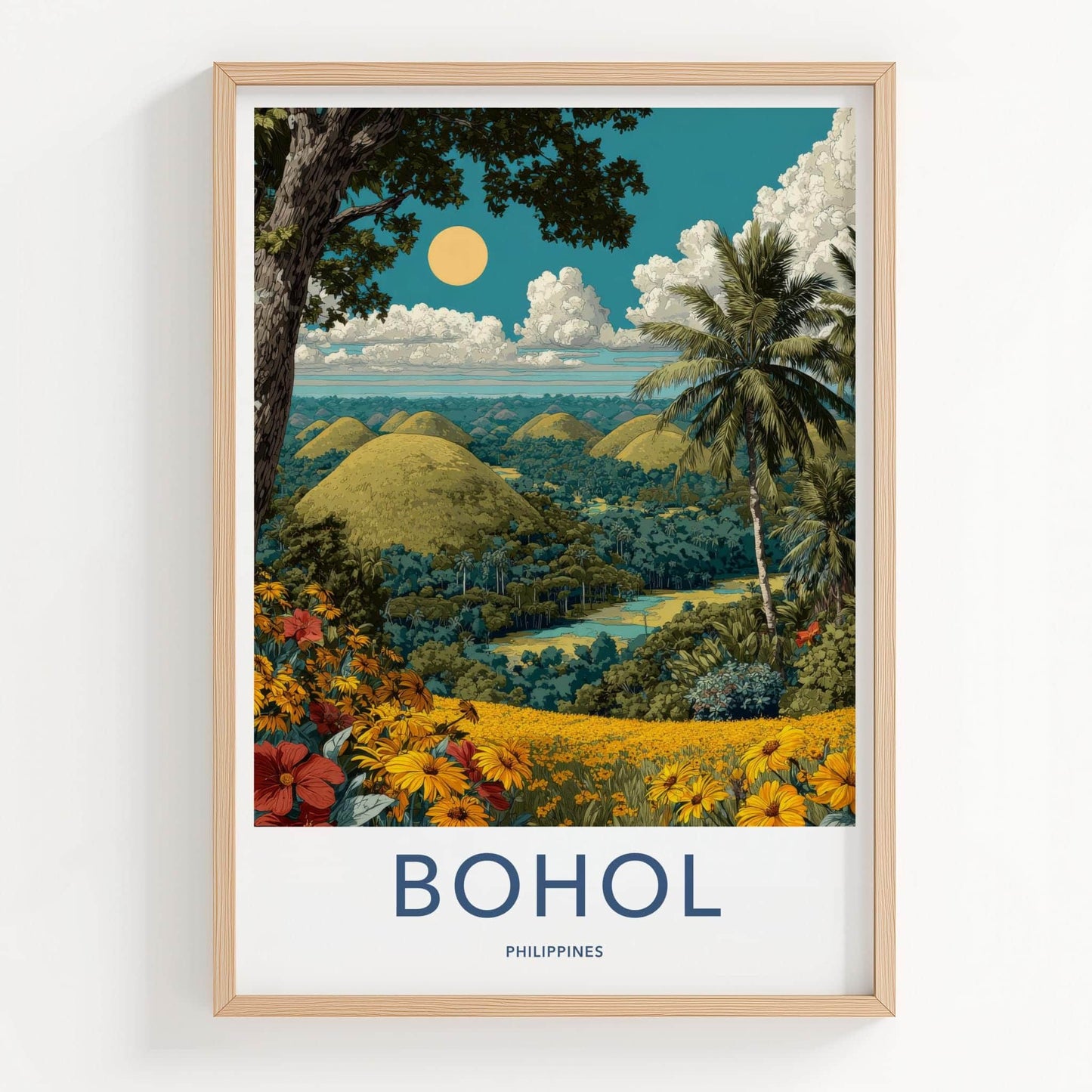 Bohol Poster - Philippines Travel Art - Chocolate Hills Landscape Wall Decor
