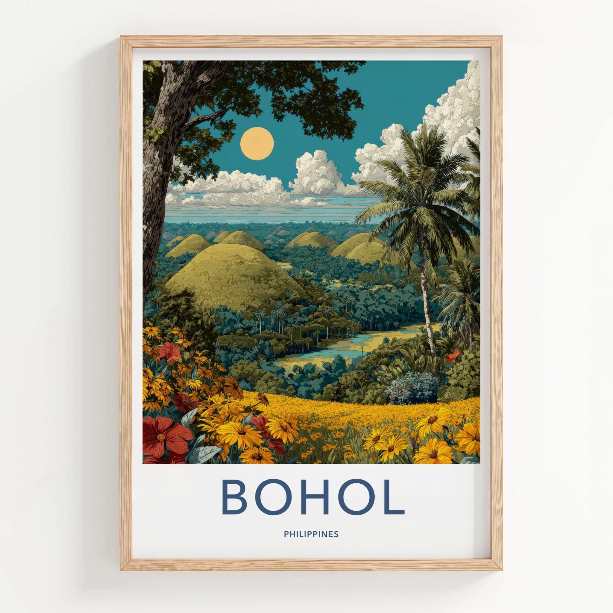 Bohol Poster - Philippines Travel Art - Chocolate Hills Landscape Wall Decor