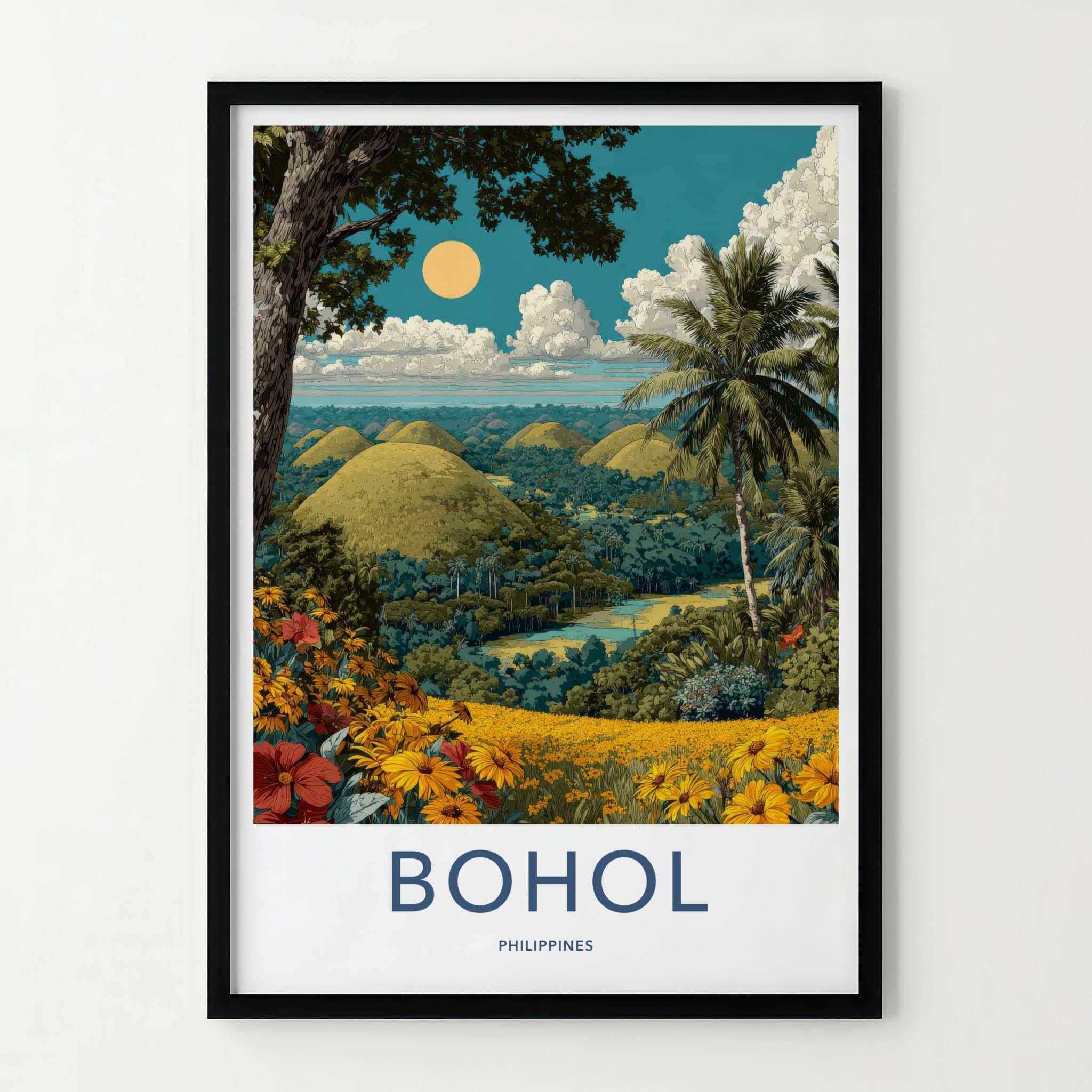 Bohol Poster - Philippines Travel Art - Chocolate Hills Landscape Wall Decor