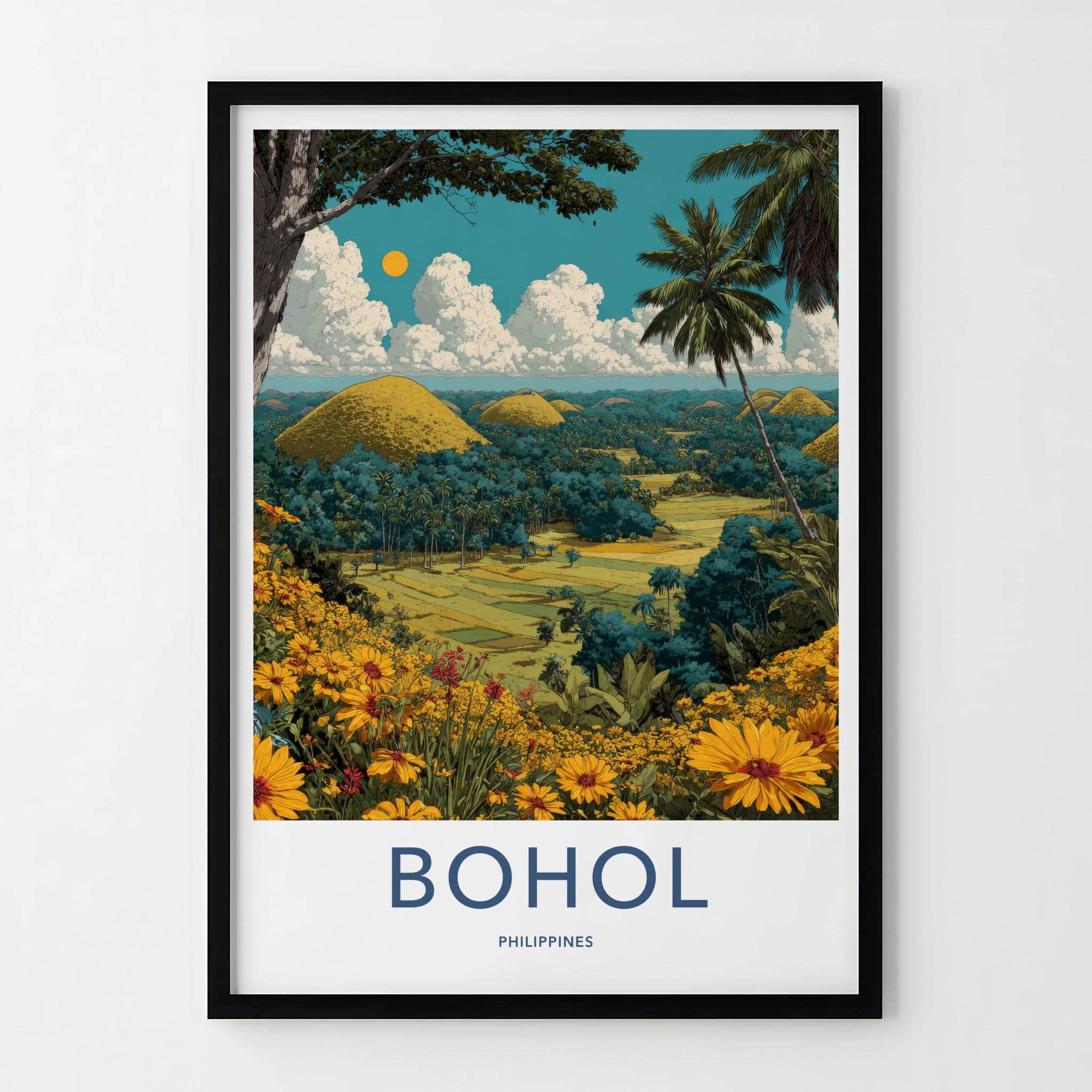 Bohol Poster - Philippines Travel Art - Chocolate Hills vista Room Decor
