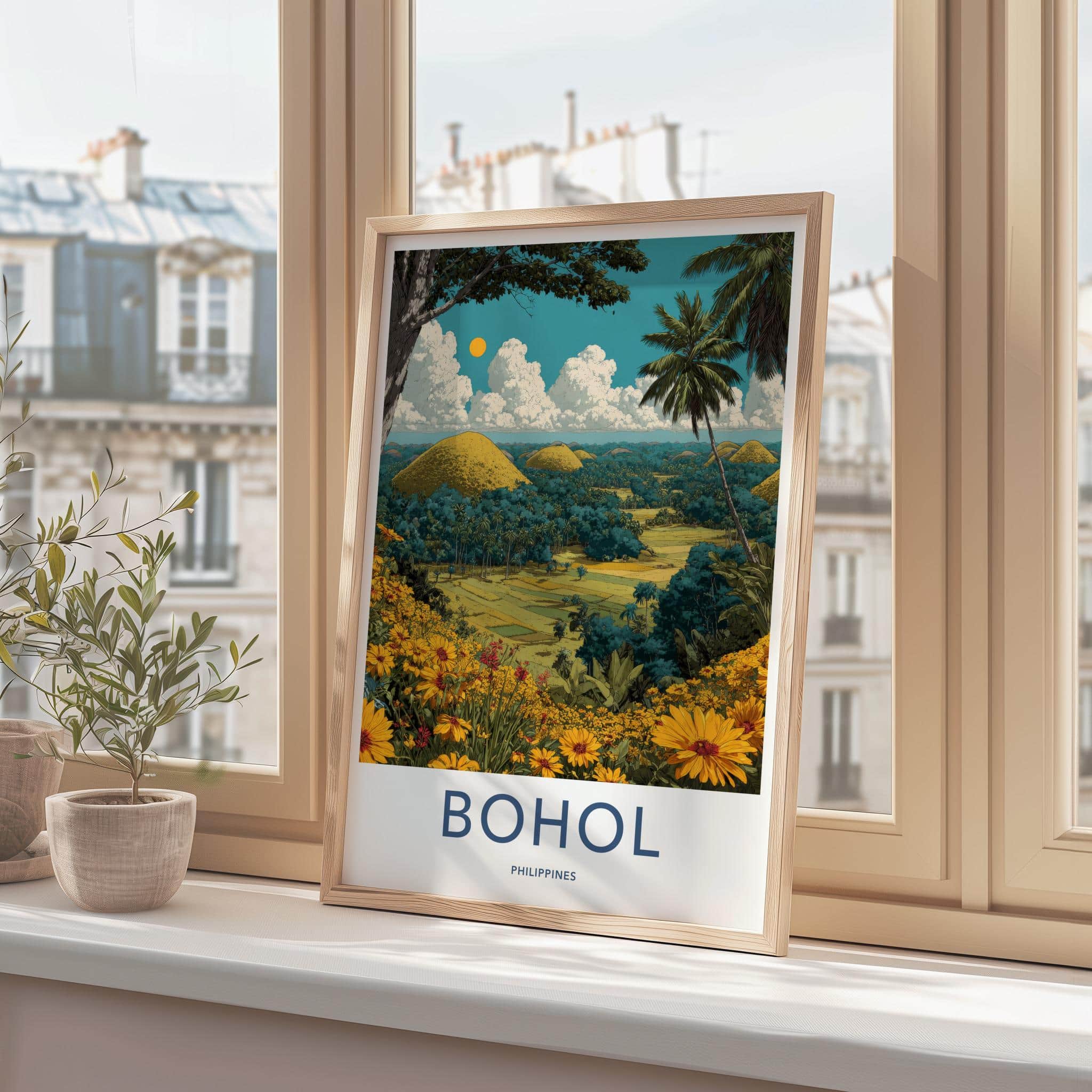 Bohol Poster - Philippines Travel Art - Chocolate Hills vista Room Decor