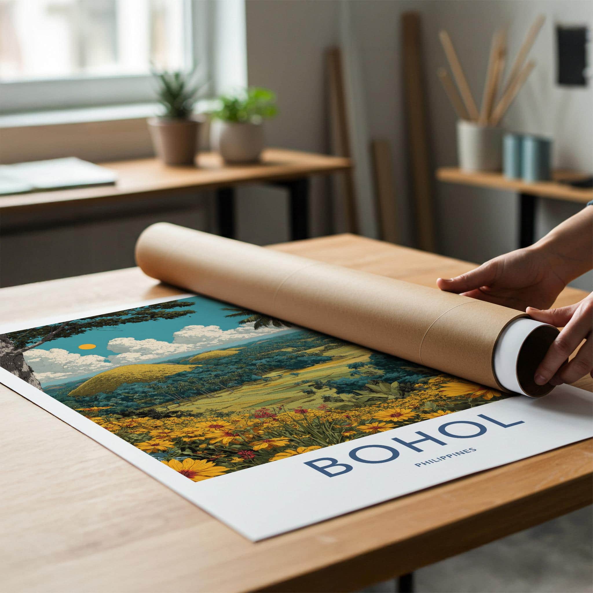 Bohol Poster - Philippines Travel Art - Chocolate Hills vista Room Decor