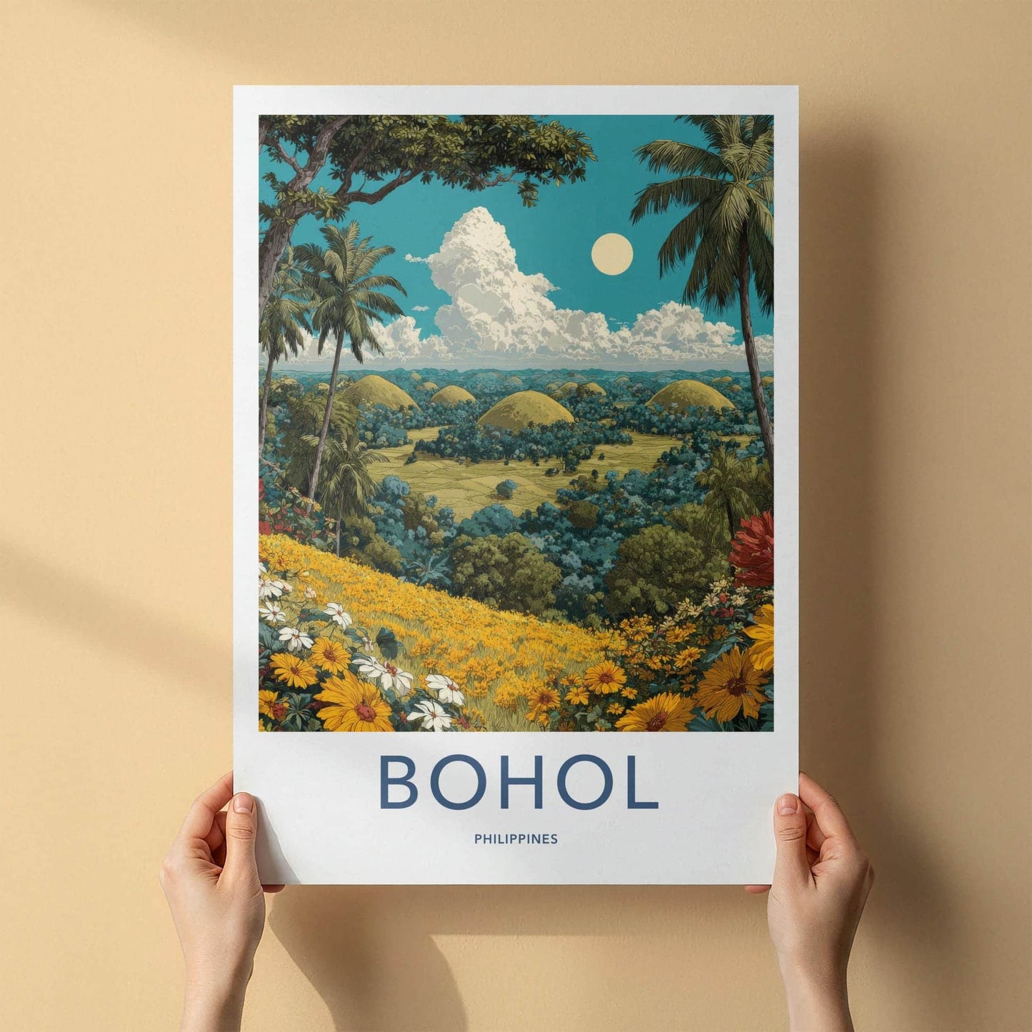 Bohol Poster - Philippines Travel Art - Tropical Island Bloom Wall Decor