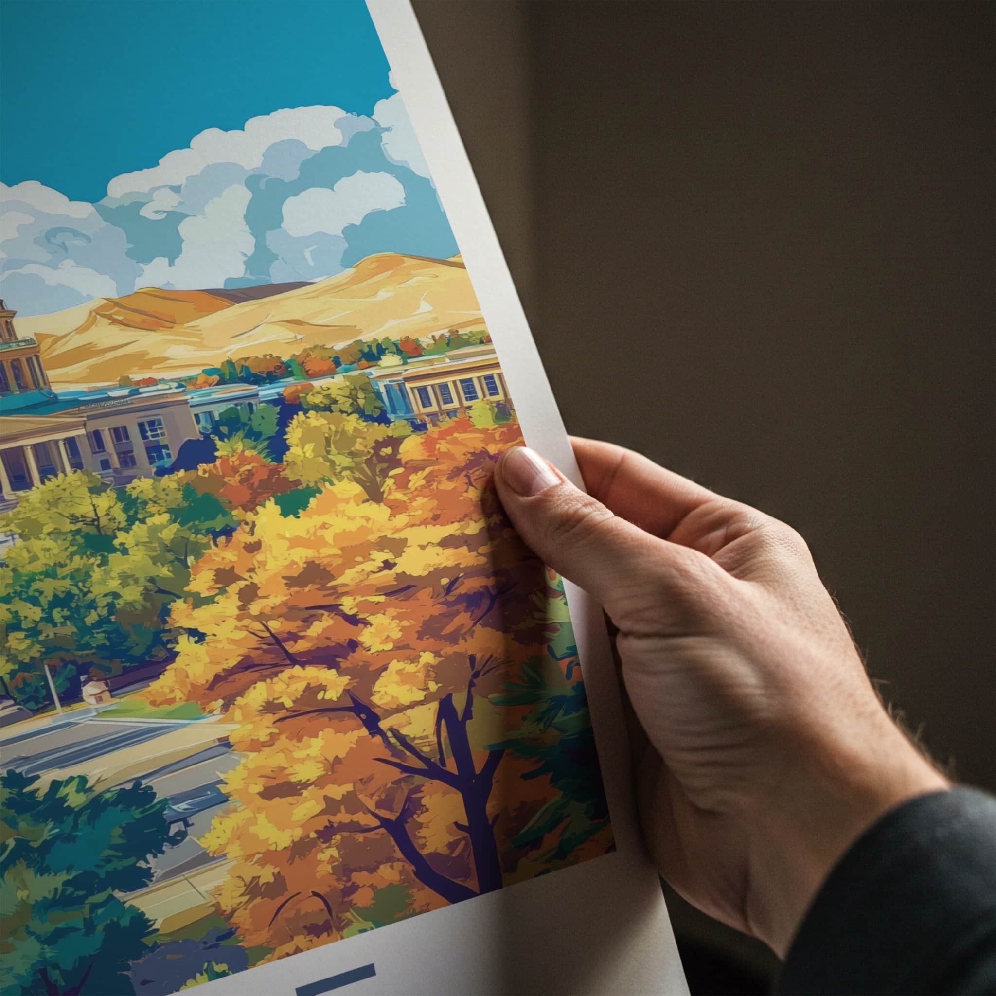 Boise Poster - Idaho Travel Art - Autumn Capitol Mountains Home Decor