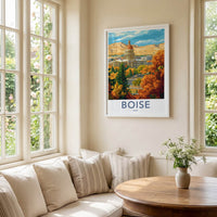 Boise Poster - Idaho Travel Art - Autumn Capitol Mountains Wall Decor