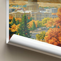 Boise Poster - Idaho Travel Art - Autumn Capitol Mountains Wall Decor
