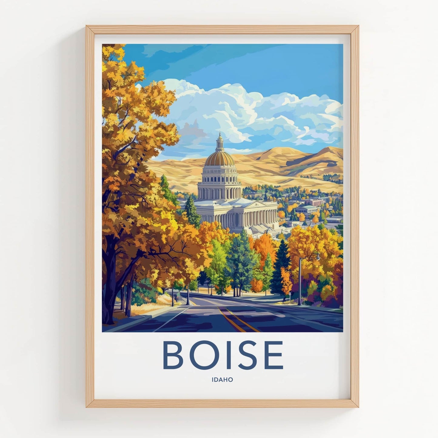 Boise Poster - Idaho Travel Art - Autumn Capitol Scene Home Decor