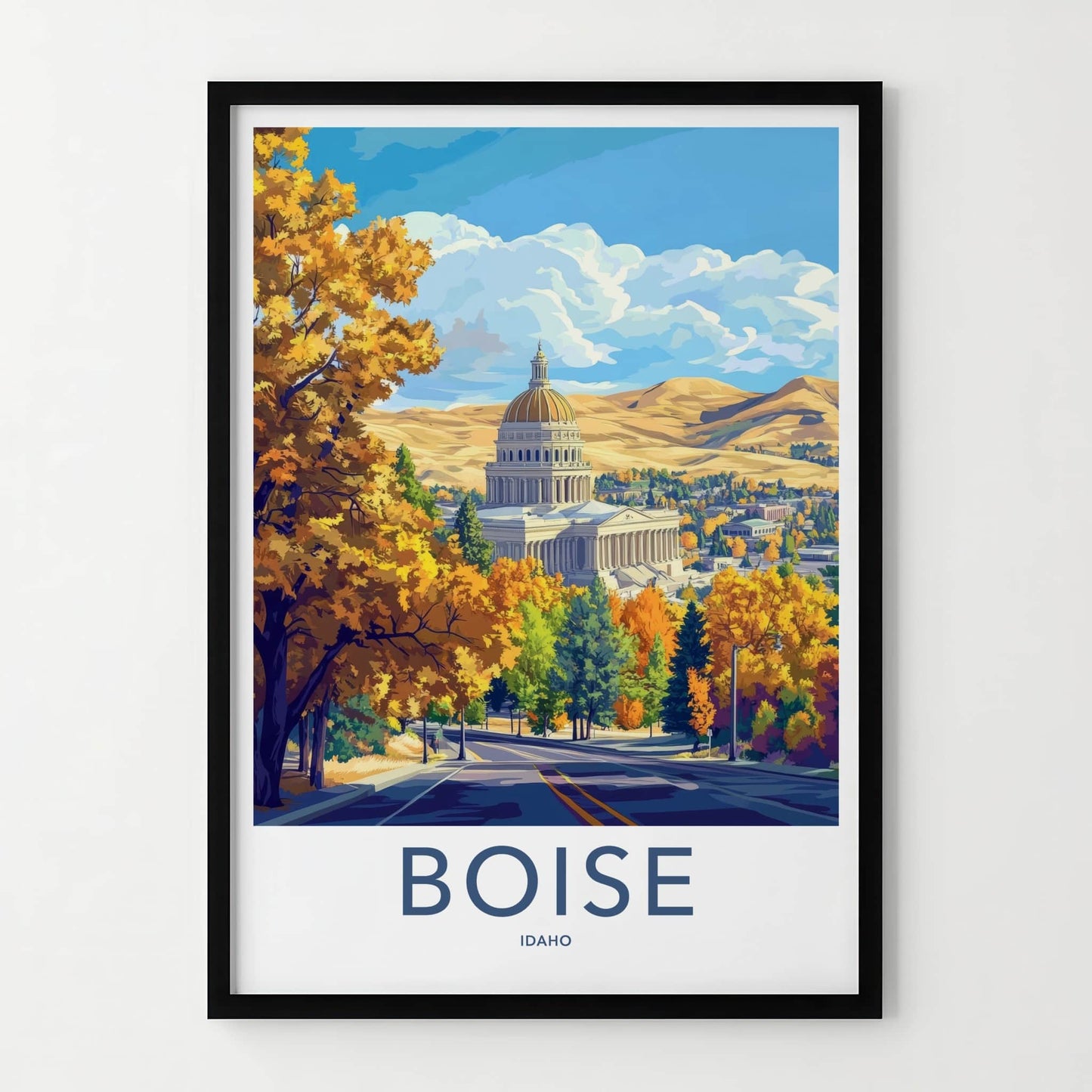 Boise Poster - Idaho Travel Art - Autumn Capitol Scene Home Decor