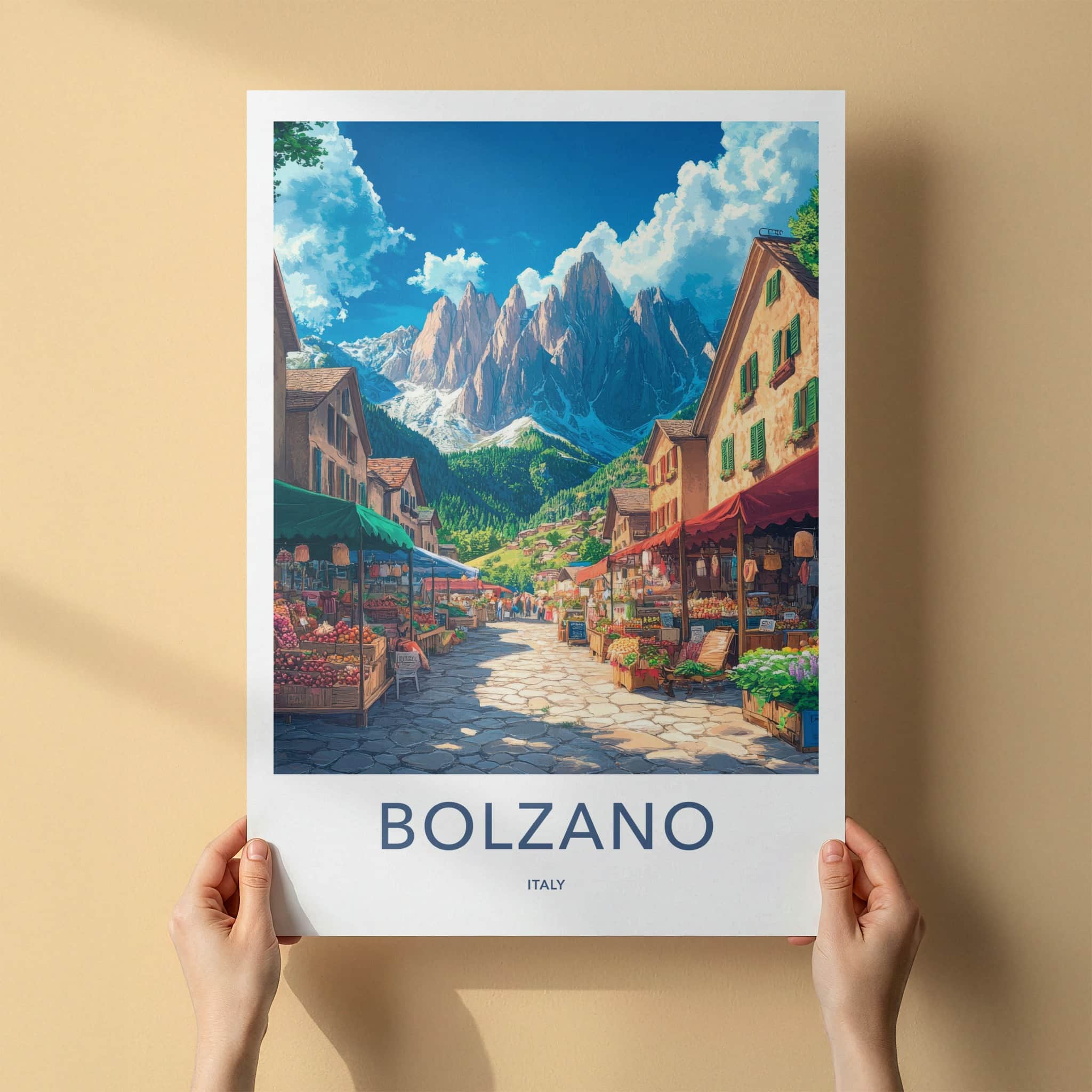 Bolzano Poster - Italy Framed Print - Mountain Market Street Framed Decor