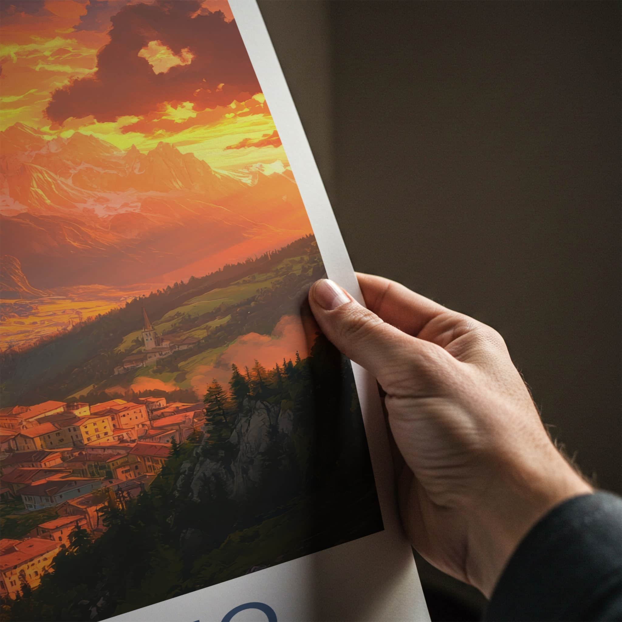 Bolzano Poster - Italy Travel Art - Alpine Village Sunset Wall Decor
