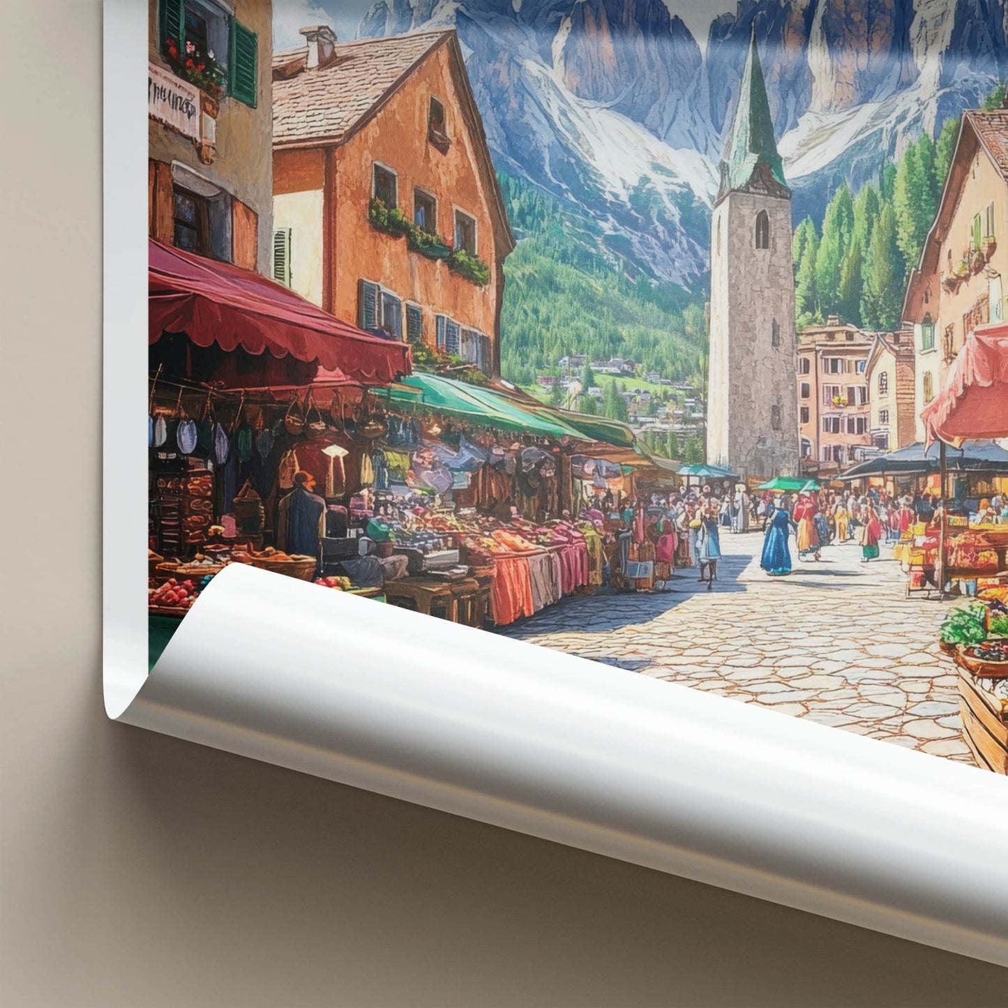 Bolzano Poster - Italy Travel Art - Mountain Village Market Home Decor