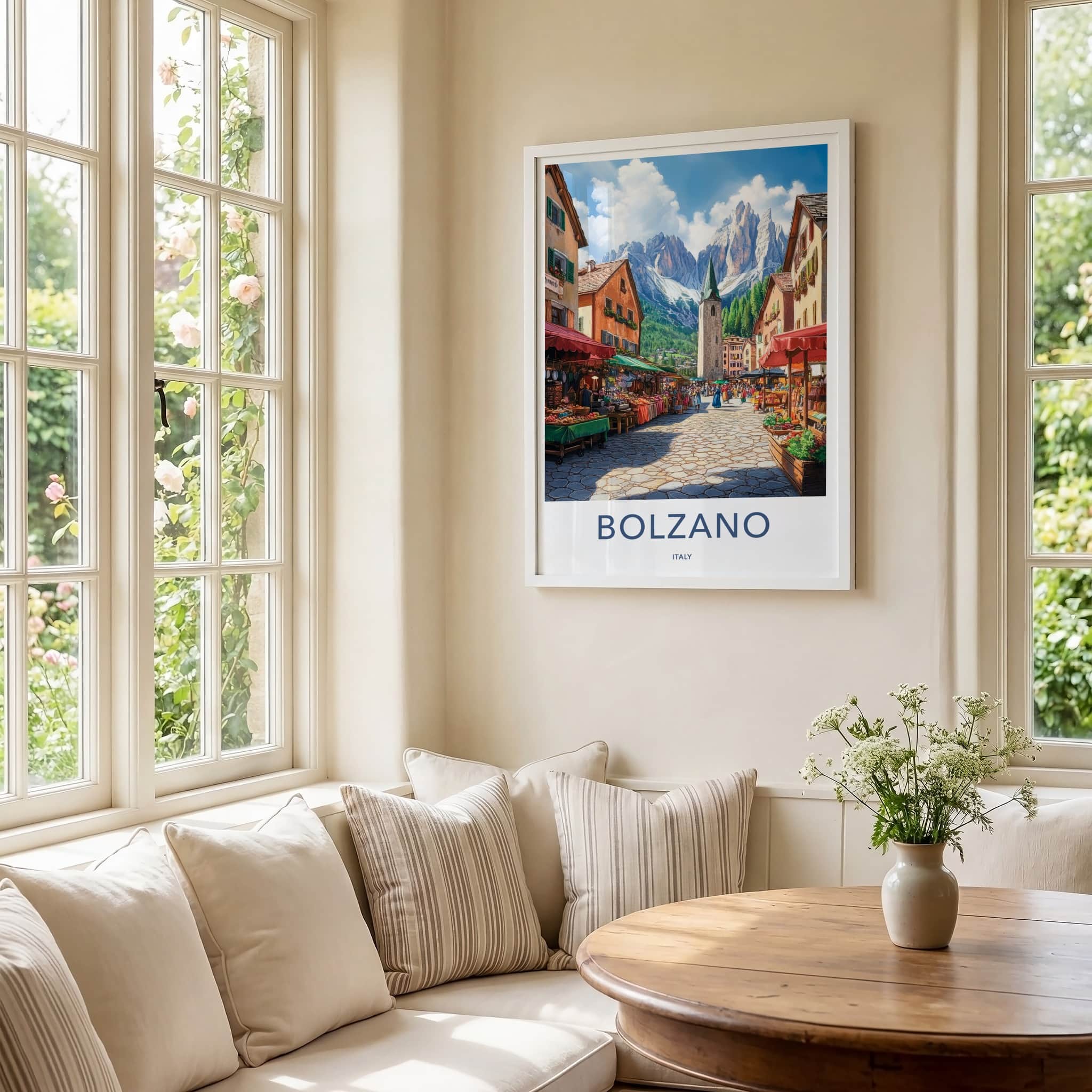 Bolzano Poster - Italy Travel Art - Mountain Village Market Home Decor