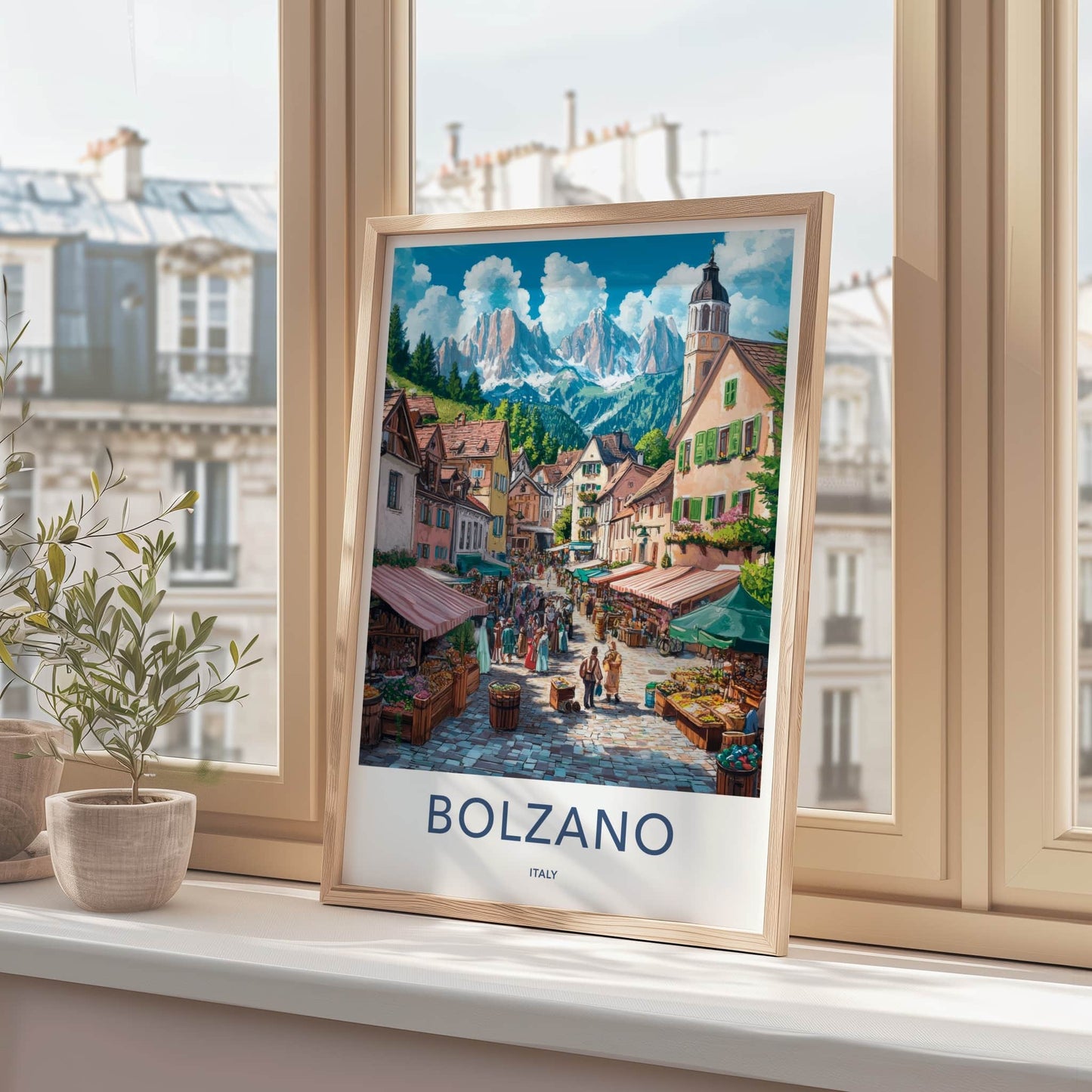 Bolzano Poster - Italy Wall Art - Lively Market Street Home Decor