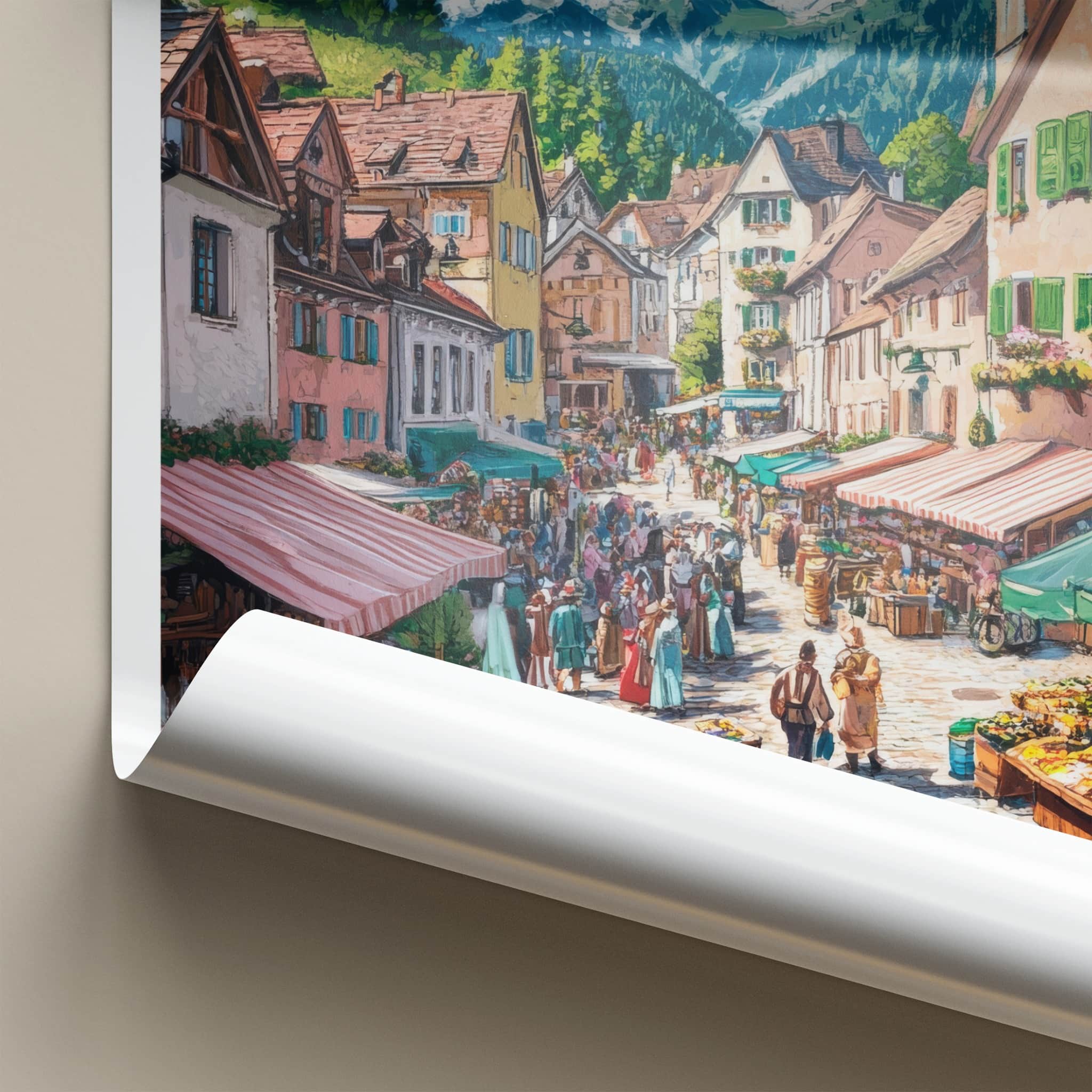 Bolzano Poster - Italy Wall Art - Lively Market Street Home Decor