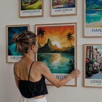Bora Bora Poster - French Polynesia Fine Art - Island Mountain Sunset Gift