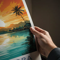 Bora Bora Poster - French Polynesia Fine Art - Island Mountain Sunset Gift