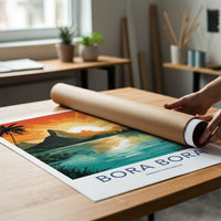 Bora Bora Poster - French Polynesia Fine Art - Island Mountain Sunset Gift