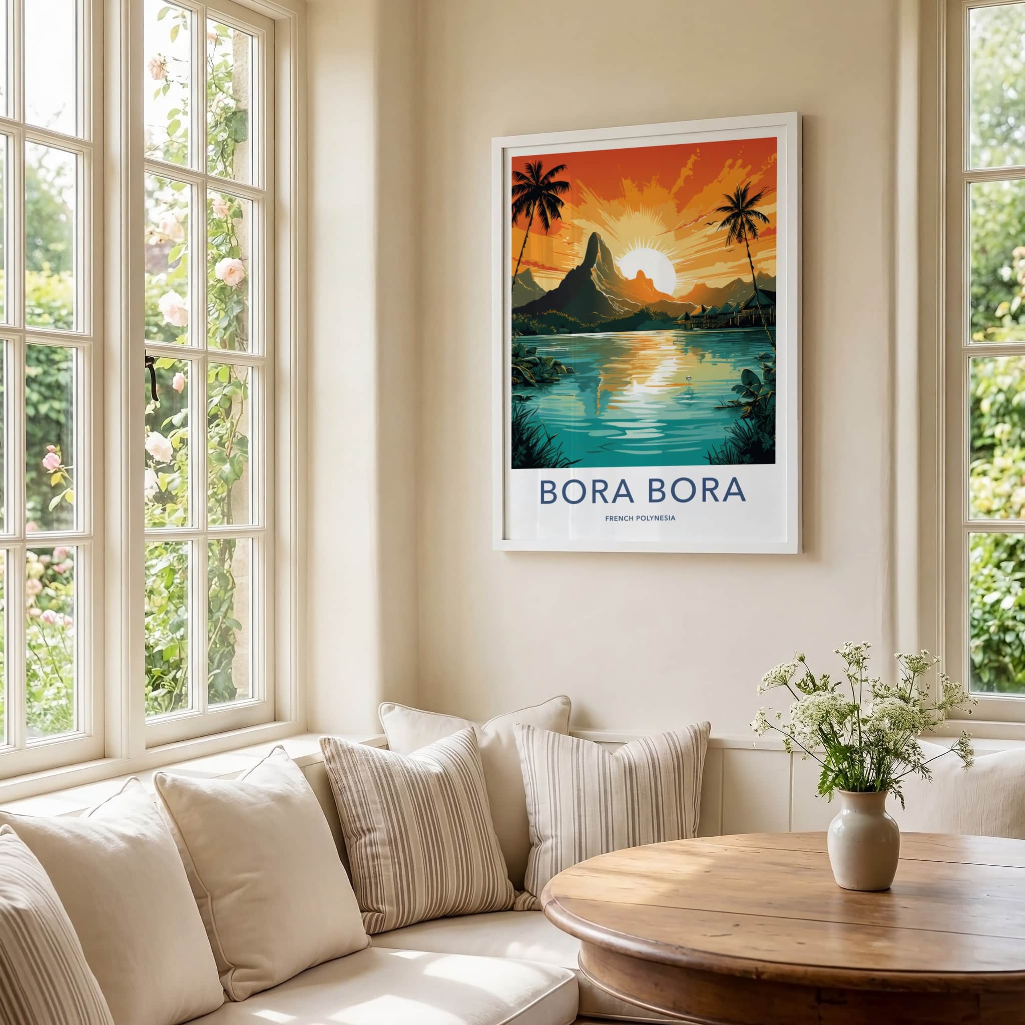Bora Bora Poster - French Polynesia Fine Art - Island Mountain Sunset Gift