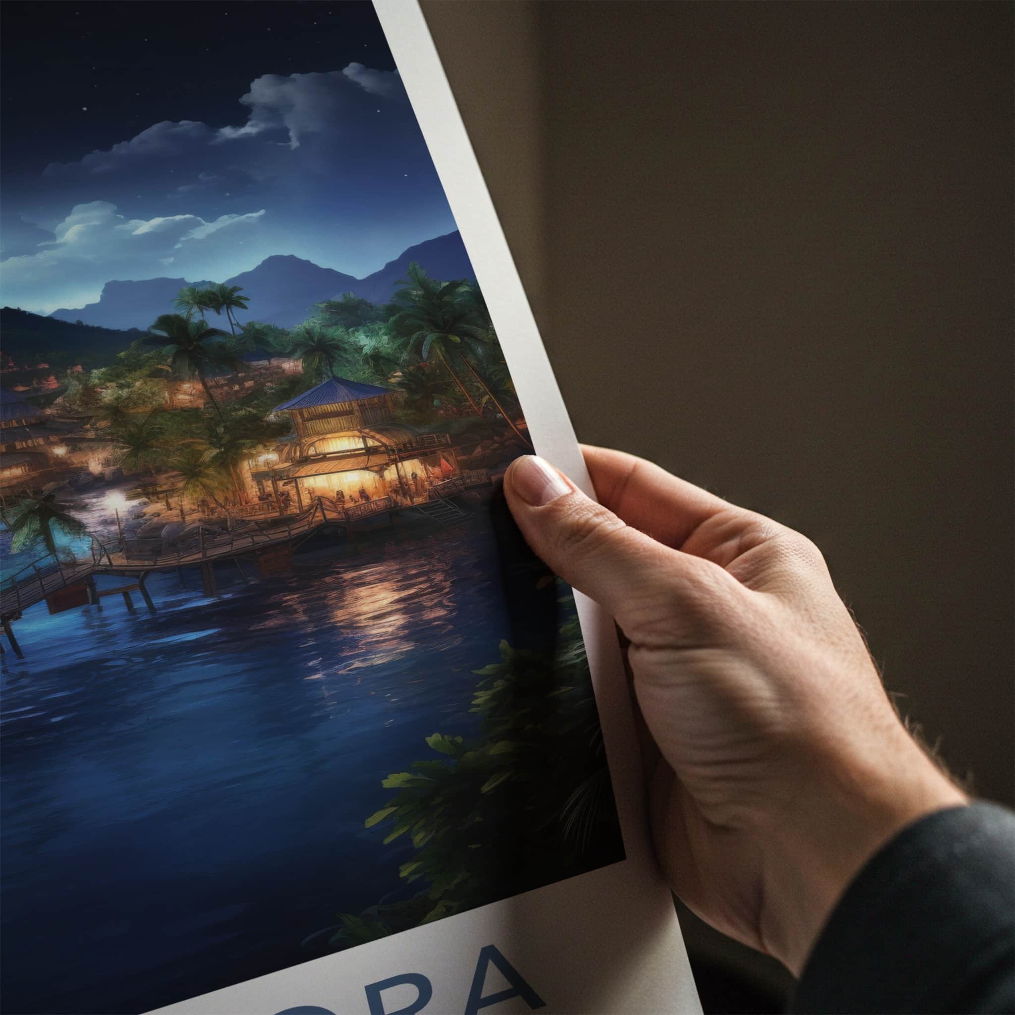 Bora Bora Poster - French Polynesia Travel Art - Tropical Island Night Home Decor