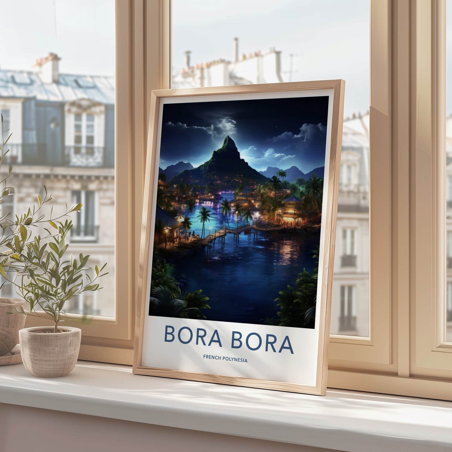 Bora Bora Poster - French Polynesia Travel Art - Tropical Island Night Home Decor