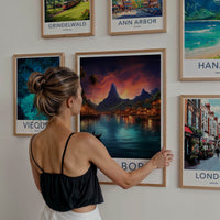 Bora Bora Poster - French Polynesia Wall Art - Mountain Lagoon Village Gift