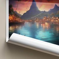 Bora Bora Poster - French Polynesia Wall Art - Mountain Lagoon Village Gift