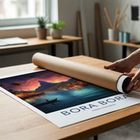 Bora Bora Poster - French Polynesia Wall Art - Mountain Lagoon Village Gift