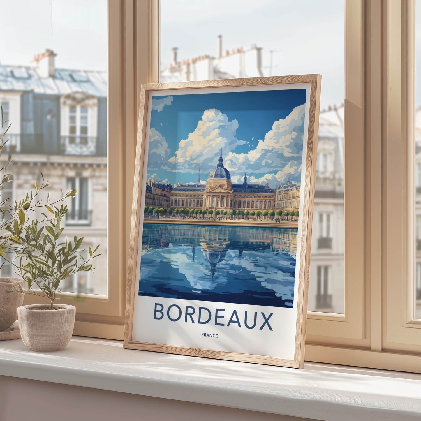 Bordeaux Poster - France Travel Art - Domed Building Reflection Home Decor