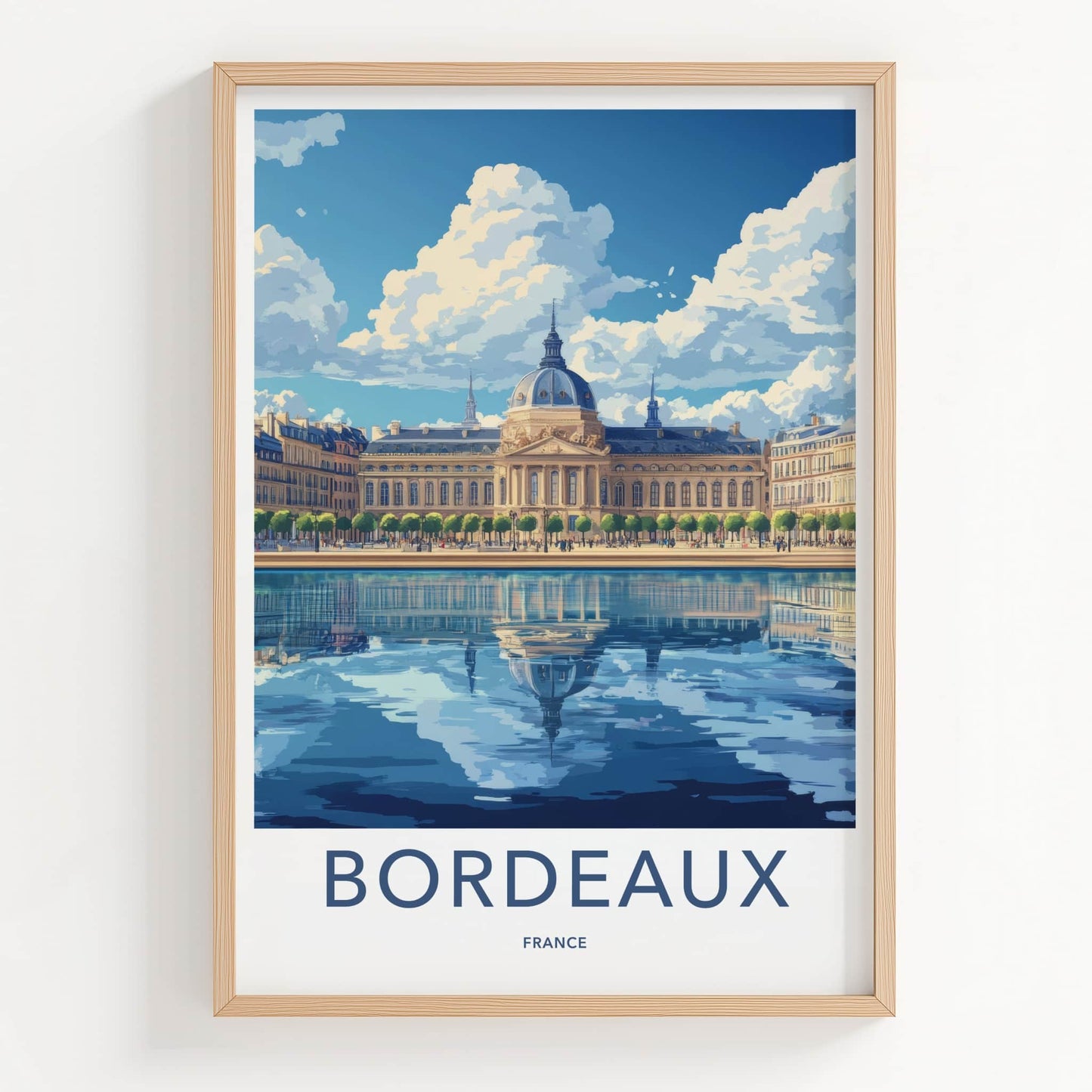 Bordeaux Poster - France Travel Art - Domed Building Reflection Home Decor