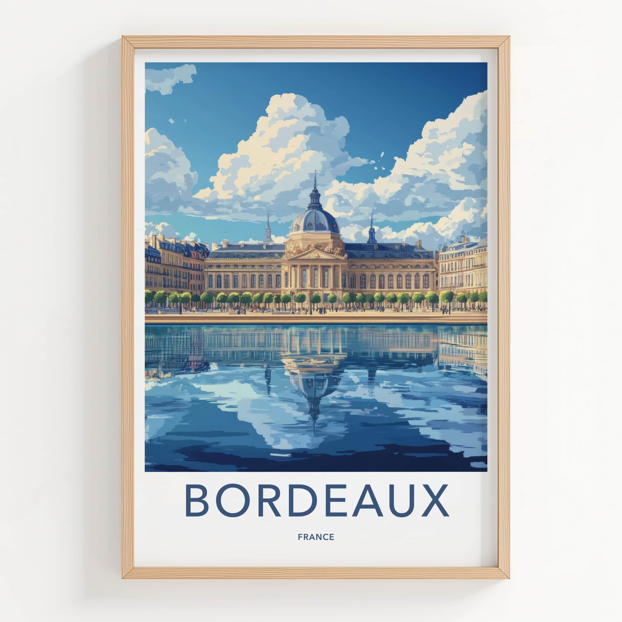 Bordeaux Poster - France Travel Art - Domed Building Reflection Home Decor
