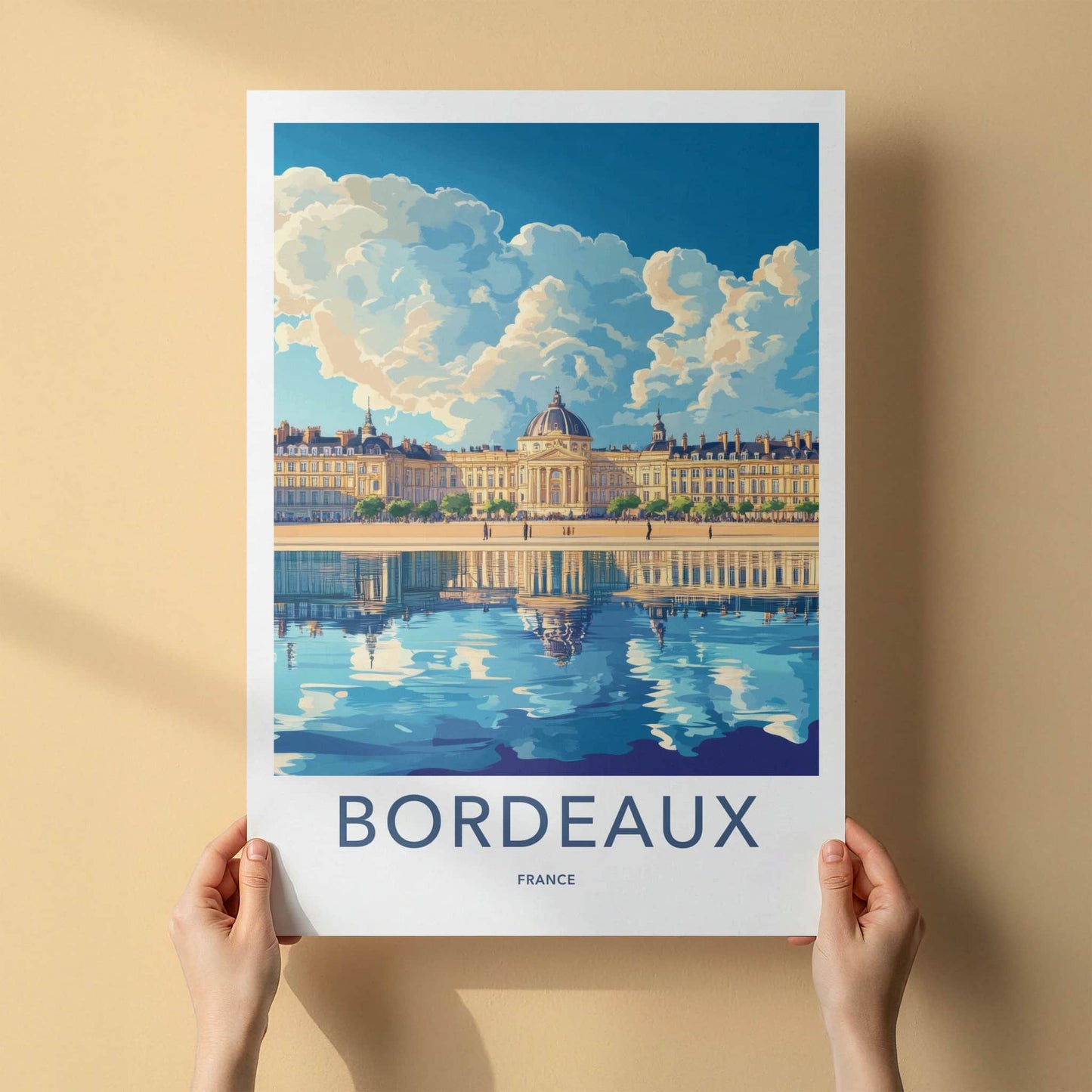 Bordeaux Poster - France Travel Art - Grand Water Reflection Home Decor