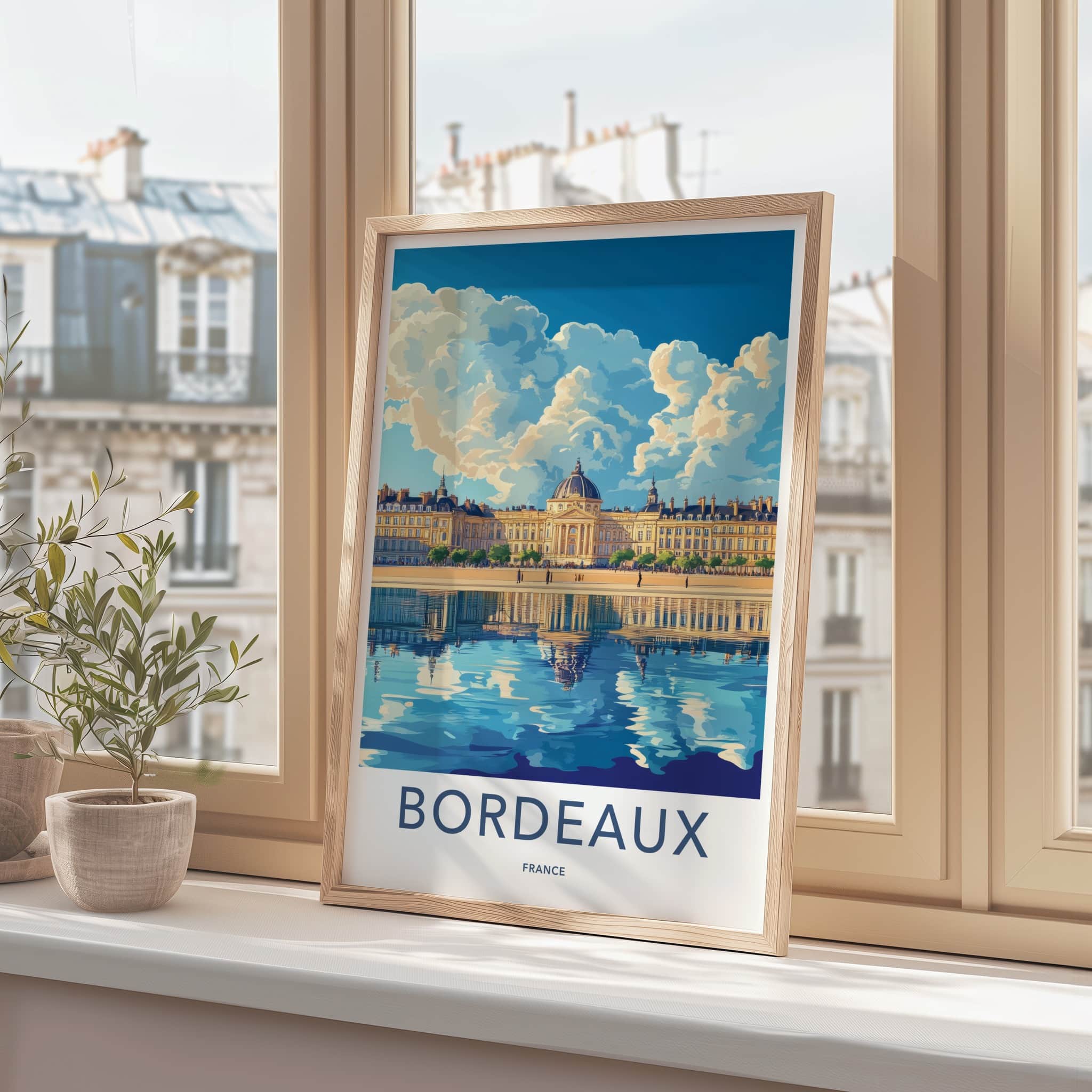 Bordeaux Poster - France Travel Art - Grand Water Reflection Home Decor