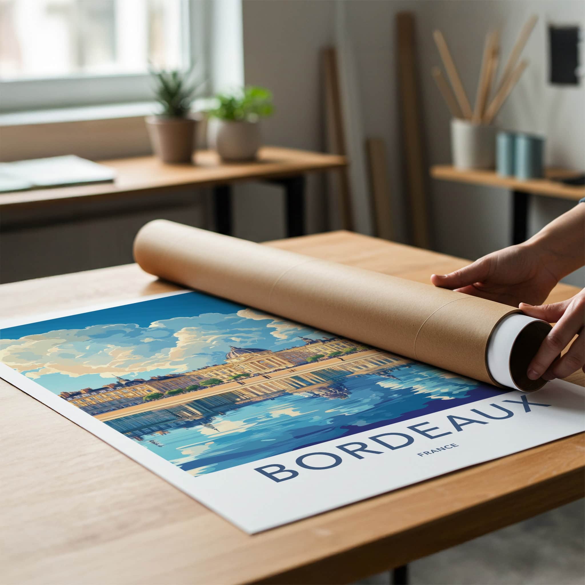 Bordeaux Poster - France Travel Art - Grand Water Reflection Home Decor