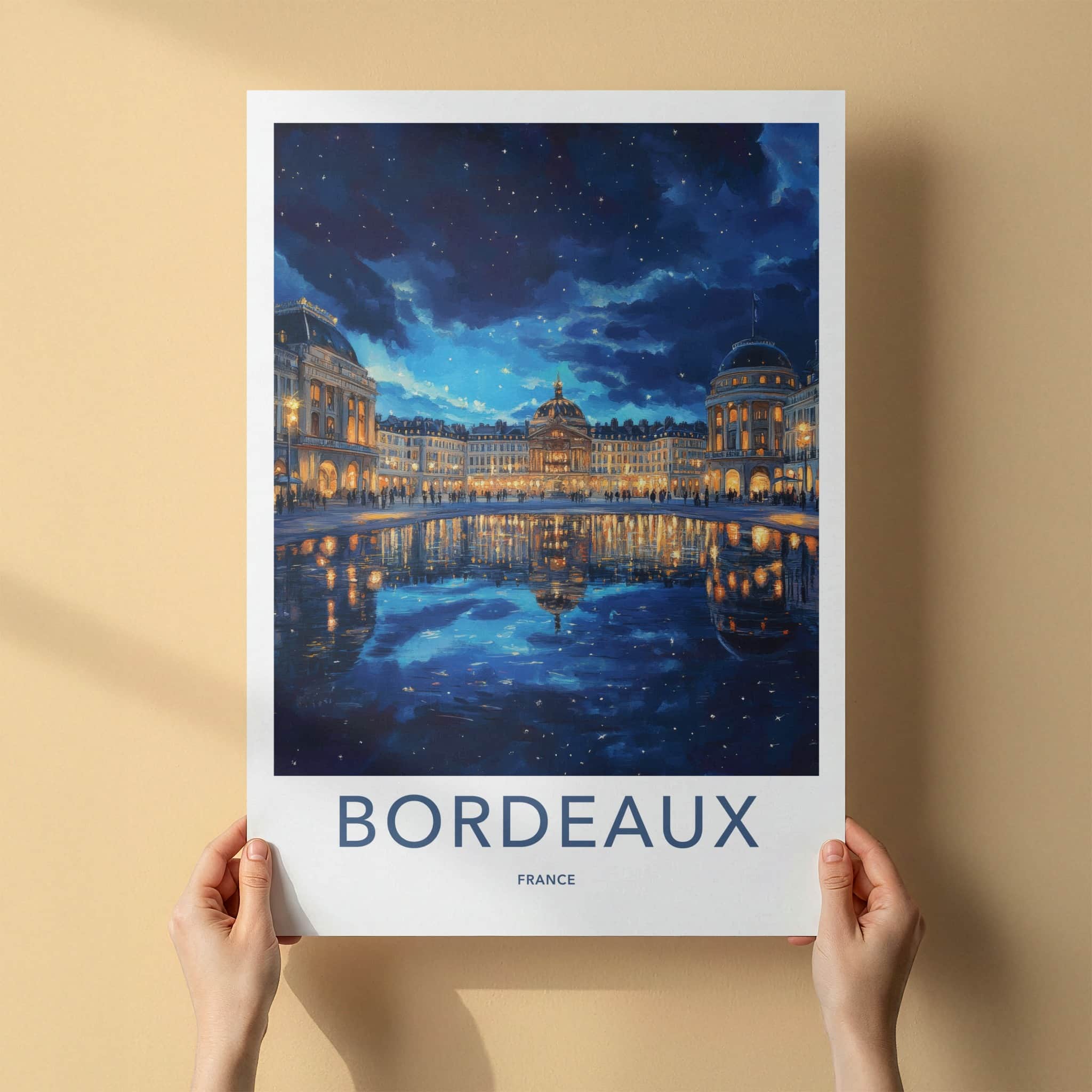 Bordeaux Poster - France Wall Art - City Square Reflections Home Decor
